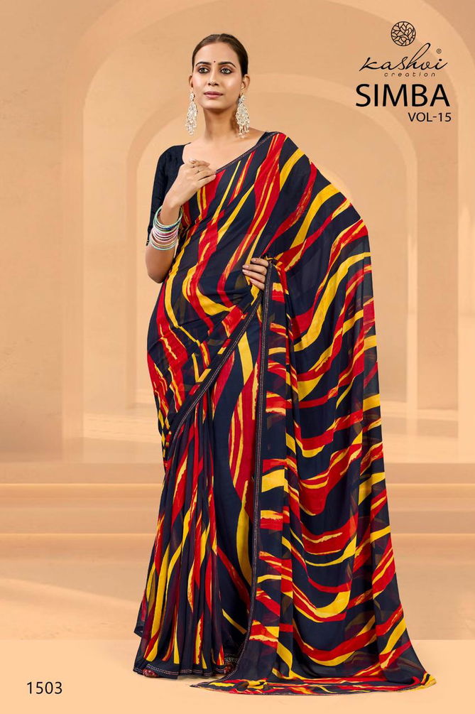 Simba Vol 15 By Kashvi Georgette Daily Wear Sarees Wholesalers In Delhi